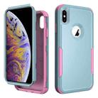 For iPhone X / XS TPU + PC Shockproof Protective Case(Grey Green + Pink) - 1