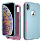 For iPhone XS Max TPU + PC Shockproof Protective Case(Grey Green + Pink) - 1