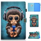For iPad 10.2 2021 / 2020 / 2019 Colored Drawing Horizontal Flip Leather Case with Holder & Card Slots & Sleep / Wake-up Function(Headphone Monkey) - 1