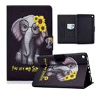 For Amazon Kindle Fire HD 8 (2016) / (2017) / (2018) Electric Pressed TPU Colored Drawing Horizontal Flip Leather Case with Holder & Pen Slot(Flower Elephant) - 1