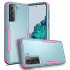 For Samsung Galaxy S21+ 5G TPU + PC Shockproof Protective Case(Grey Green + Pink) - 1