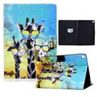 Electric Pressed TPU Colored Drawing Horizontal Flip Leather Case with Holder & Pen Slot For iPad 10.2 (2019) / (2020) & iPad Air (2019) (Glasses Giraffe) - 1