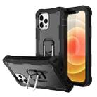 For iPhone 12 / 12 Pro PC + Rubber 3-layers Shockproof Protective Case with Rotating Holder(Black) - 1