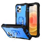 For iPhone 12 / 12 Pro PC + Rubber 3-layers Shockproof Protective Case with Rotating Holder(Black + Blue) - 1