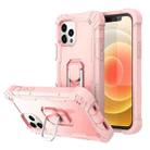 For iPhone 12 mini PC + Rubber 3-layers Shockproof Protective Case with Rotating Holder (Rose Gold) - 1