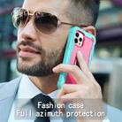 For iPhone 12 Pro Max PC + Rubber 3-layers Shockproof Protective Case with Rotating Holder(Mint Green + Rose Red) - 7