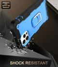 For iPhone 12 Pro Max PC + Rubber 3-layers Shockproof Protective Case with Rotating Holder(Black + Blue) - 4