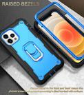 For iPhone 12 Pro Max PC + Rubber 3-layers Shockproof Protective Case with Rotating Holder(Black + Blue) - 6