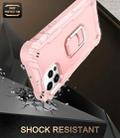 For iPhone 12 Pro Max PC + Rubber 3-layers Shockproof Protective Case with Rotating Holder(Rose Gold) - 4