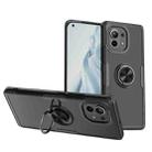 For Xiaomi Mi 11 Shockproof Transparent TPU + Acrylic Protective Case with Ring Holder(Black) - 1