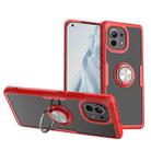 For Xiaomi Mi 11 Shockproof Transparent TPU + Acrylic Protective Case with Ring Holder(Red) - 1