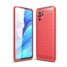 For Xiaomi Redmi Note 10 4G / Note 10S Brushed Texture Carbon Fiber TPU Case(Red) - 1