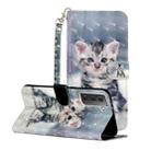 For Samsung Galaxy S21 5G 3D Pattern Horizontal Flip Leather Case with Holder & Card Slots & Wallet & Lanyard(Kitten) - 1
