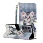 For Samsung Galaxy S21 Ultra 5G 3D Pattern Horizontal Flip Leather Case with Holder & Card Slots & Wallet & Lanyard(Kitten) - 1