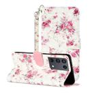 For Samsung Galaxy S21 Ultra 5G 3D Pattern Horizontal Flip Leather Case with Holder & Card Slots & Wallet & Lanyard(Rose Flower) - 1