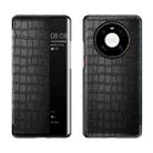 For Huawei Mate 40 Pro Crocodile Texture Display Window Horizontal Flip Leather Case(Black) - 1