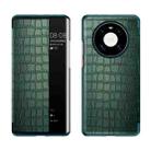 For Huawei Mate 40 Crocodile Texture Display Window Horizontal Flip Leather Case(Green) - 1