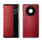 For Huawei Mate 40 Crocodile Texture Display Window Horizontal Flip Leather Case(Red) - 1