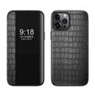 For iPhone 12 Pro Max Crocodile Texture Display Window Horizontal Flip Leather Case(Black) - 1