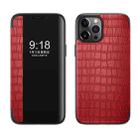 For iPhone 12 Pro Max Crocodile Texture Display Window Horizontal Flip Leather Case(Red) - 1