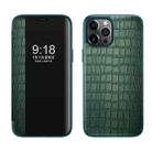 For iPhone 12 / 12 Pro Crocodile Texture Display Window Horizontal Flip Leather Case(Green) - 1