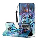 For Samsung Galaxy S21 5G Oil Embossed Coloured Drawing Pattern Horizontal Flip PU Leather Case with Holder & Card Slots & Wallet & Lanyard(Tiger) - 1