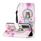 For Samsung Galaxy S21 5G Oil Embossed Coloured Drawing Pattern Horizontal Flip PU Leather Case with Holder & Card Slots & Wallet & Lanyard(Owl Wind Chimes) - 1