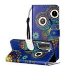 For Samsung Galaxy S21+ 5G Oil Embossed Coloured Drawing Pattern Horizontal Flip PU Leather Case with Holder & Card Slots & Wallet & Lanyard(Blue Owl) - 1