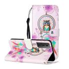 For Samsung Galaxy S21+ 5G Oil Embossed Coloured Drawing Pattern Horizontal Flip PU Leather Case with Holder & Card Slots & Wallet & Lanyard(Owl Wind Chimes) - 1