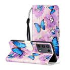 For Samsung Galaxy S21 Ultra 5G Oil Embossed Coloured Drawing Pattern Horizontal Flip PU Leather Case with Holder & Card Slots & Wallet & Lanyard(Purple Flower Butterfly) - 1