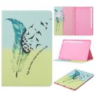 For Galaxy Tab S6 T860 / T865 Colored Drawing Pattern Horizontal Flip Leather Case with Holder & Card Slots & Wallet(Feather Bird) - 1