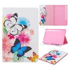 For Galaxy Tab S6 T860 / T865 Colored Drawing Pattern Horizontal Flip Leather Case with Holder & Card Slots & Wallet(Two Butterflies) - 1