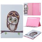 For Galaxy Tab S6 T860 / T865 Colored Drawing Pattern Horizontal Flip Leather Case with Holder & Card Slots & Wallet(Owl) - 1