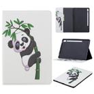 For Galaxy Tab S6 T860 / T865 Colored Drawing Pattern Horizontal Flip Leather Case with Holder & Card Slots & Wallet(Panda and Bamboo) - 1