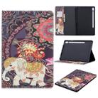 For Galaxy Tab S6 T860 / T865 Colored Drawing Pattern Horizontal Flip Leather Case with Holder & Card Slots & Wallet(Flower Elephant) - 1