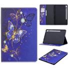 For Galaxy Tab S6 T860 / T865 Colored Drawing Pattern Horizontal Flip Leather Case with Holder & Card Slots & Wallet(Purple Butterfly) - 1