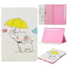 For Galaxy Tab S6 T860 / T865 Colored Drawing Pattern Horizontal Flip Leather Case with Holder & Card Slots & Wallet(Elephant under the Umbrella) - 1