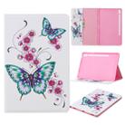 For Galaxy Tab S6 T860 / T865 Colored Drawing Pattern Horizontal Flip Leather Case with Holder & Card Slots & Wallet(Peach Blossom and Butterfly) - 1