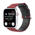 Grid Pattern Round Buckle Leather Watch Band For Apple Watch Series 9&8&7 41mm / SE 3&SE 2&6&SE&5&4 40mm / 3&2&1 38mm(Red Black) - 1