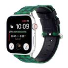 Grid Pattern Round Buckle Leather Watch Band For Apple Watch Series 9&8&7 41mm / SE 3&SE 2&6&SE&5&4 40mm / 3&2&1 38mm(Green Black) - 1