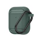 Wireless Earphones Shockproof Carbon Fiber Armor TPU Protective Case For AirPods 1/2(Green) - 1