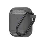 Wireless Earphones Shockproof Carbon Fiber Armor TPU Protective Case For AirPods 1/2(Grey) - 1