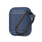 Wireless Earphones Shockproof Carbon Fiber Armor TPU Protective Case For AirPods 1/2(Blue) - 1