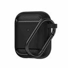 Wireless Earphones Shockproof Carbon Fiber Armor TPU Protective Case For AirPods 1/2(Black) - 1