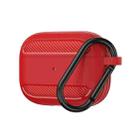 Wireless Earphones Shockproof Carbon Fiber Armor TPU Protective Case For AirPods Pro(Red) - 1