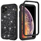 For iPhone 11 Pro Max 3 in 1 Glitter Solid Color TPU + PC Shockproof Case(Black) - 1