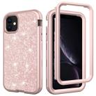 For iPhone 11 3 in 1 Glitter Solid Color TPU + PC Shockproof Case(Rose Gold) - 1