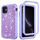 For iPhone 11 3 in 1 Glitter Solid Color TPU + PC Shockproof Case(Light Purple) - 1