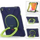 For Apple iPad 10.2 2021 / 2020 / 2019 Contrast Color Silicone + PC Protective Case with Holder & Shoulder Strap(Navy Blue + Yellow Green) - 2