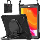 For Apple iPad 10.2 2021 / 2020 / 2019 Contrast Color Silicone + PC Protective Case with Holder & Shoulder Strap(Black+Black) - 1